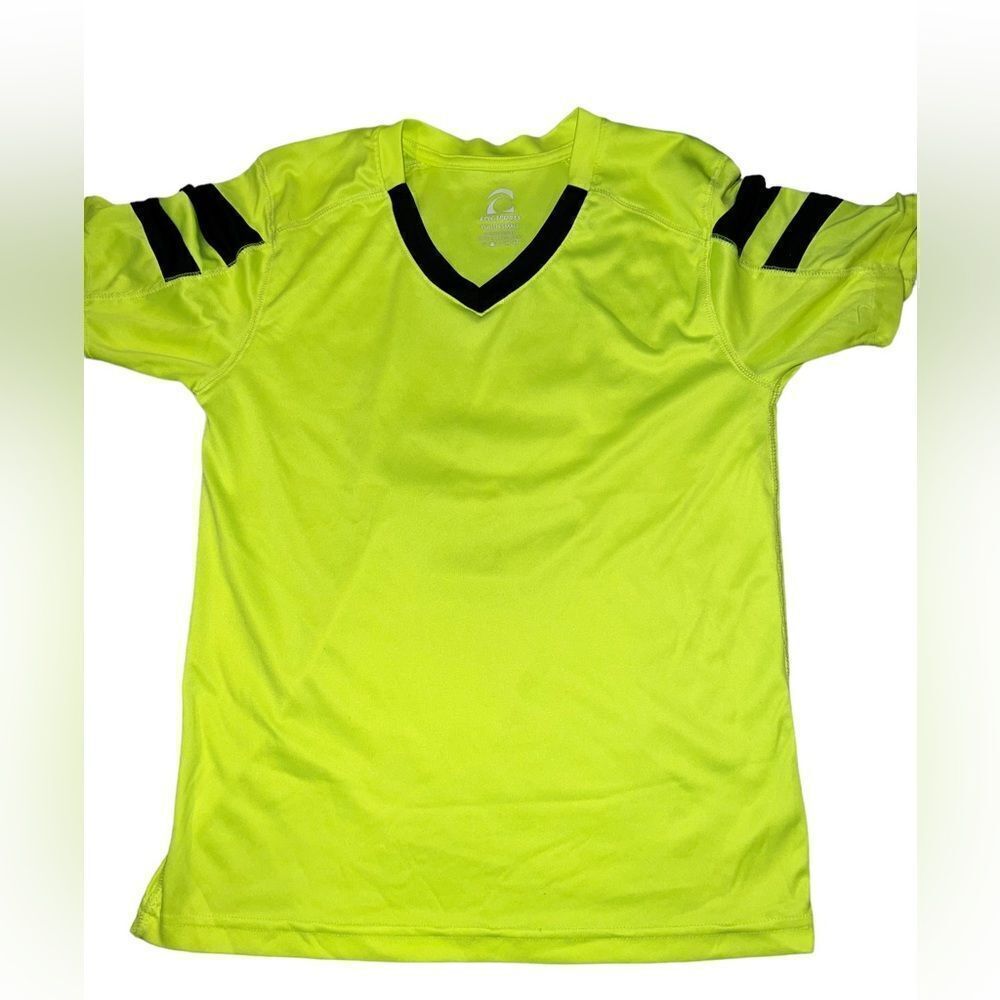 Epic Sports youth small short sleeved neon yellow b-neck shirt with‎ black trim